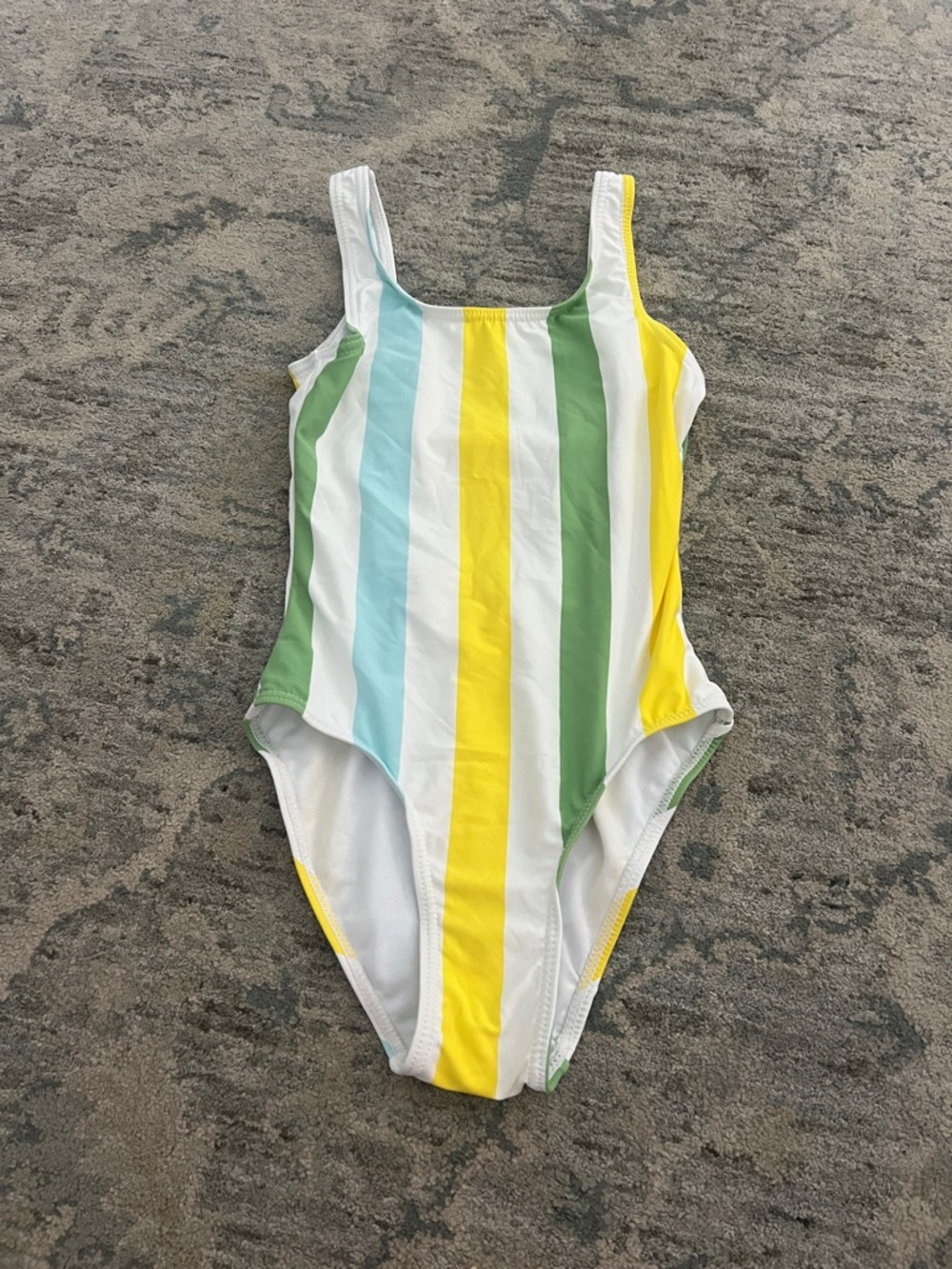 Judith March Yellow, Green & Light Blue Striped One-Piece Swimsuit